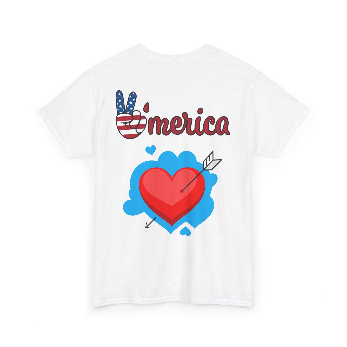 Patriotic Love Tee, Unisex Cotton T-Shirt, Fourth of July Shirt, Americana Graphic Tee, Casual Summer Wear, Heart Peace Design