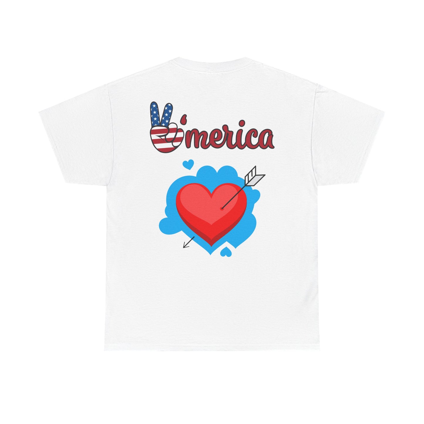 Patriotic Love Tee, Unisex Cotton T-Shirt, Fourth of July Shirt, Americana Graphic Tee, Casual Summer Wear, Heart Peace Design